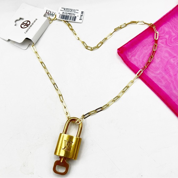 Boutique Jewelry - Louis Vuitton Lock & Key #315 on Giani Bernini Paperclip Link 18" Chain Necklace